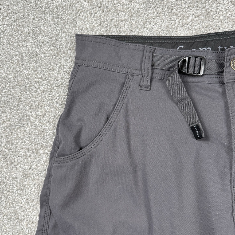 prAna Stretch Zion Belted Cargo Shorts Gray Mens 32x12 Hiking Outdoor Trail - Picture 6 of 12